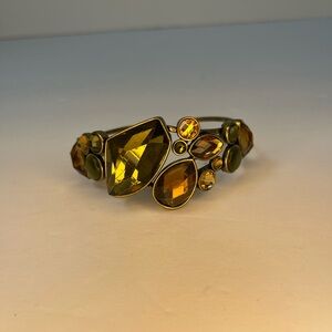 Park‎ Lane Open Bangle Bracelet Green & Amber Stone Bracelet